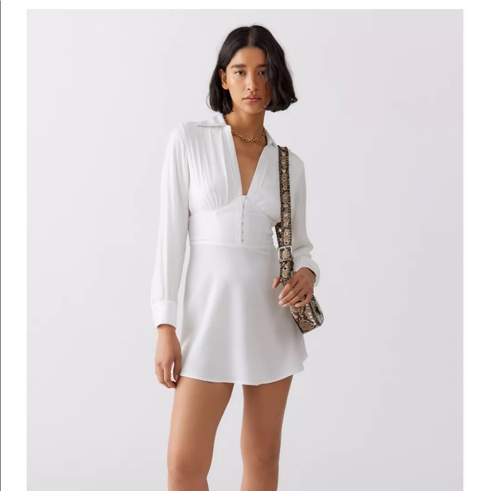 White Urban Outfitters Corseted Shirt Dress